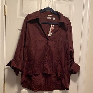 Jamie Nicole Brown High Low Button Down Shirt…size 4X